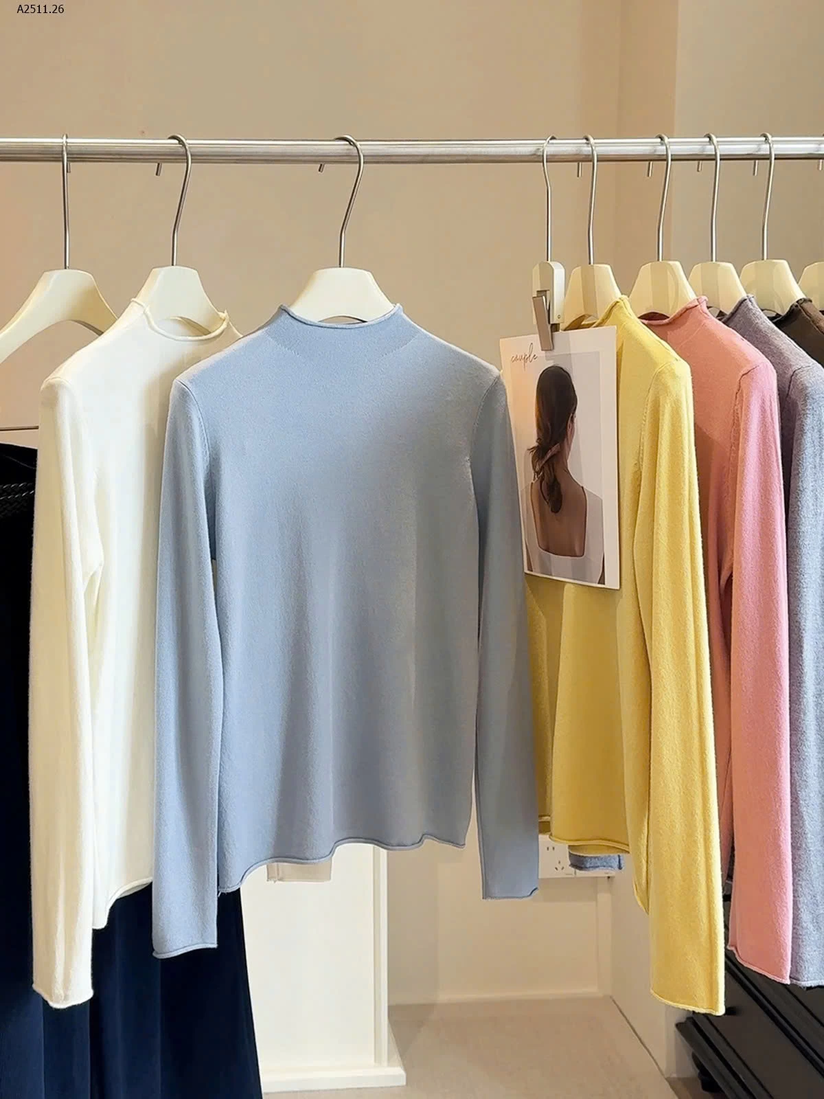 Áo thun lót cổ cao bằng vải cashmere cho nữ nhà ANNA-Giá sỉ 99k