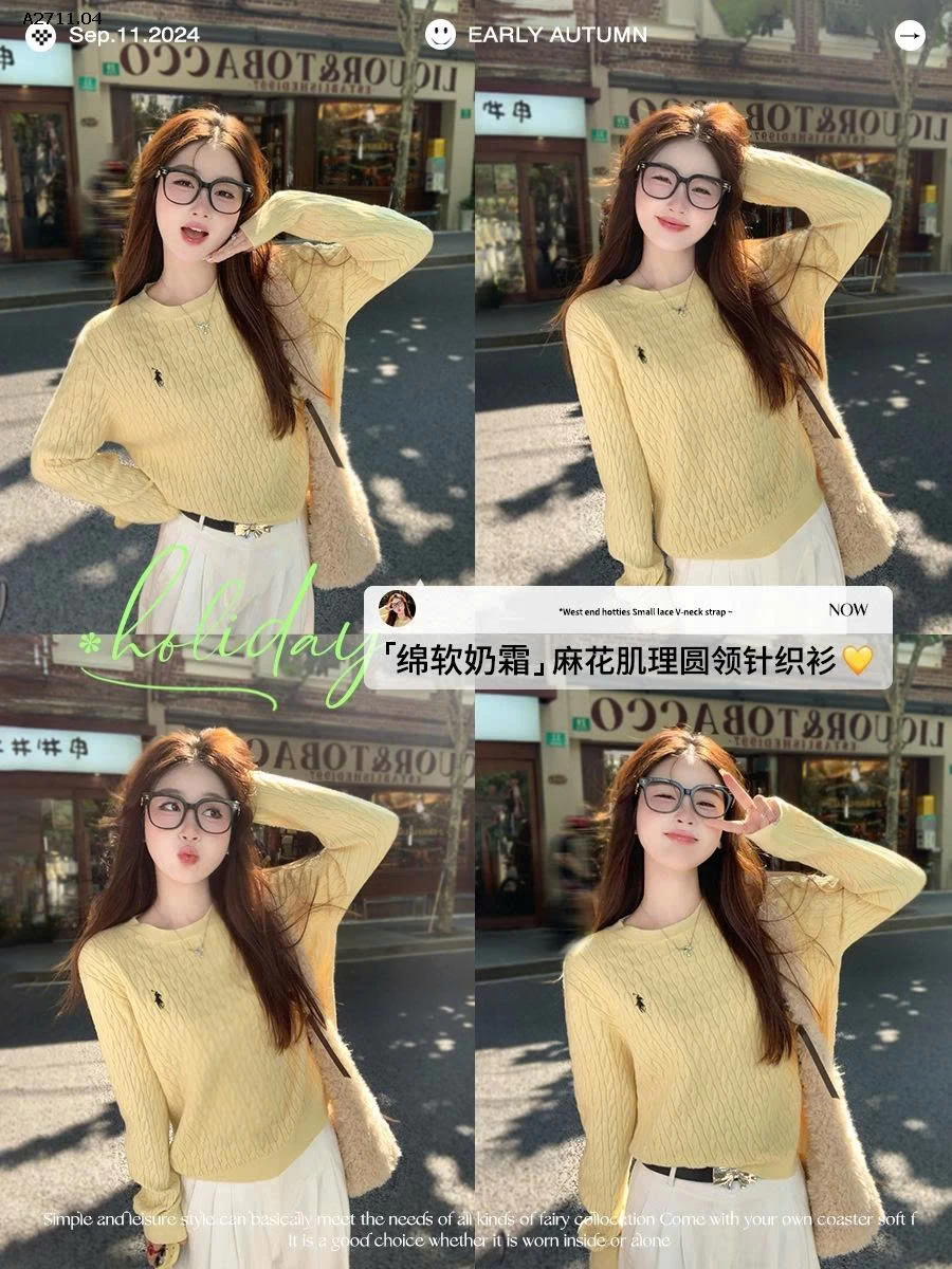 ÁO LEN THÊU NGỰA CỔ TRÒN CHO  NỮ- sỉ 105k