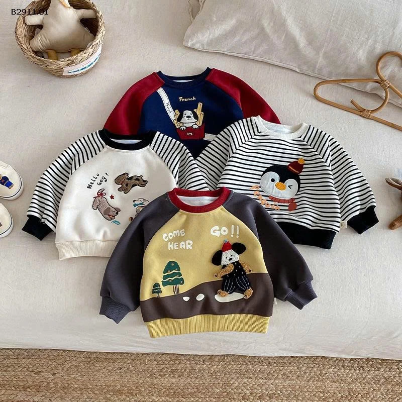 ÁO NỈ LÓT LÔNG HOẠT HÌNH CHO BÉ - Giá sỉ số 1,2: 140k  số 3.4: 150k 