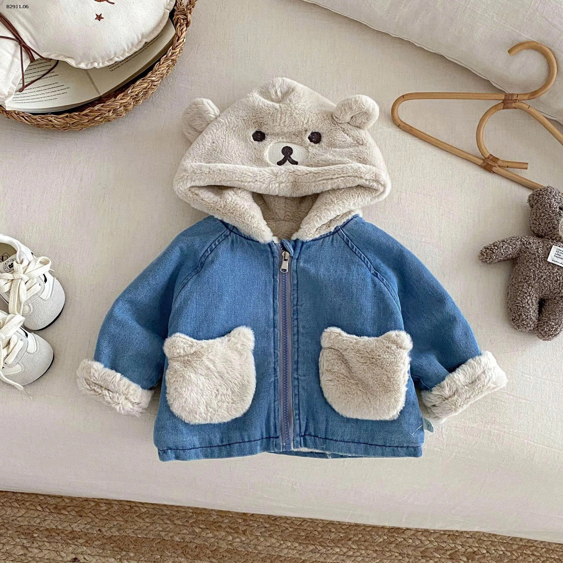 ÁO KHOÁC MŨ GẤU LÓT LÔNG - sỉ 212k