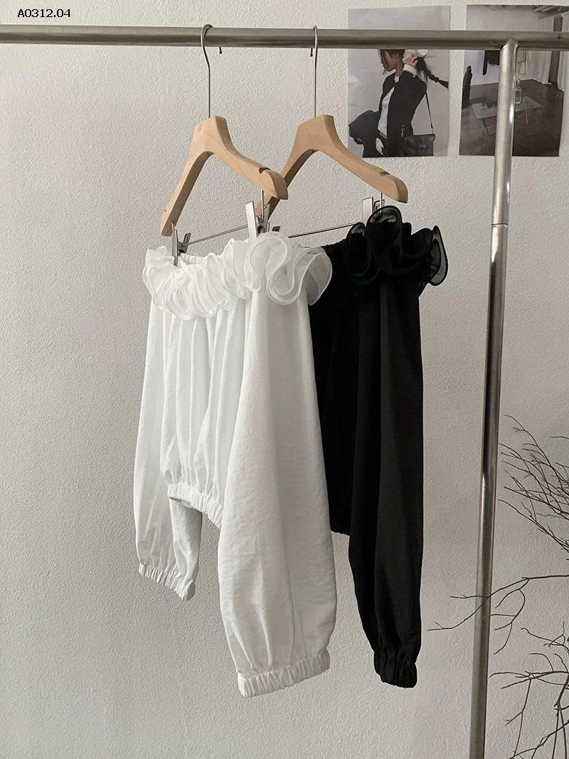 ÁO SƠ MI HỞ VAI PHỐI BÈO-sỉ 225k