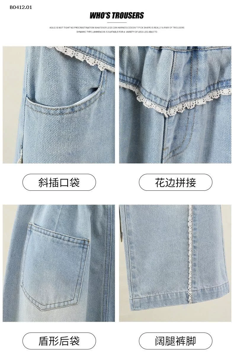 QUẦN JEAN SUÔNG RỘNG VIỀN REN BÉ GÁI-sỉ 200k