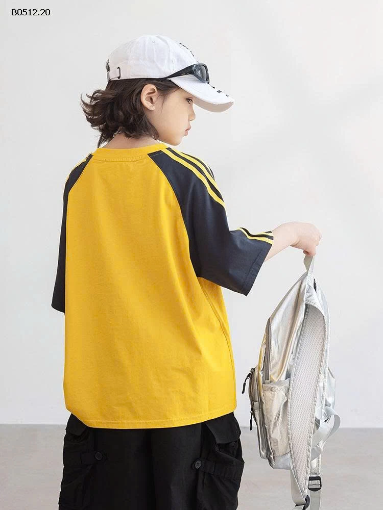 ÁO THUN VÀNG PHỐI TAY SỌC VAI-sỉ 153k