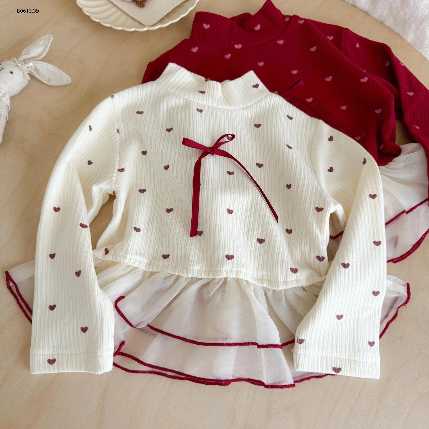 ÁO TRÁI TIM PHỐI VOAN BÈO CHO BÉ  -sỉ 141k