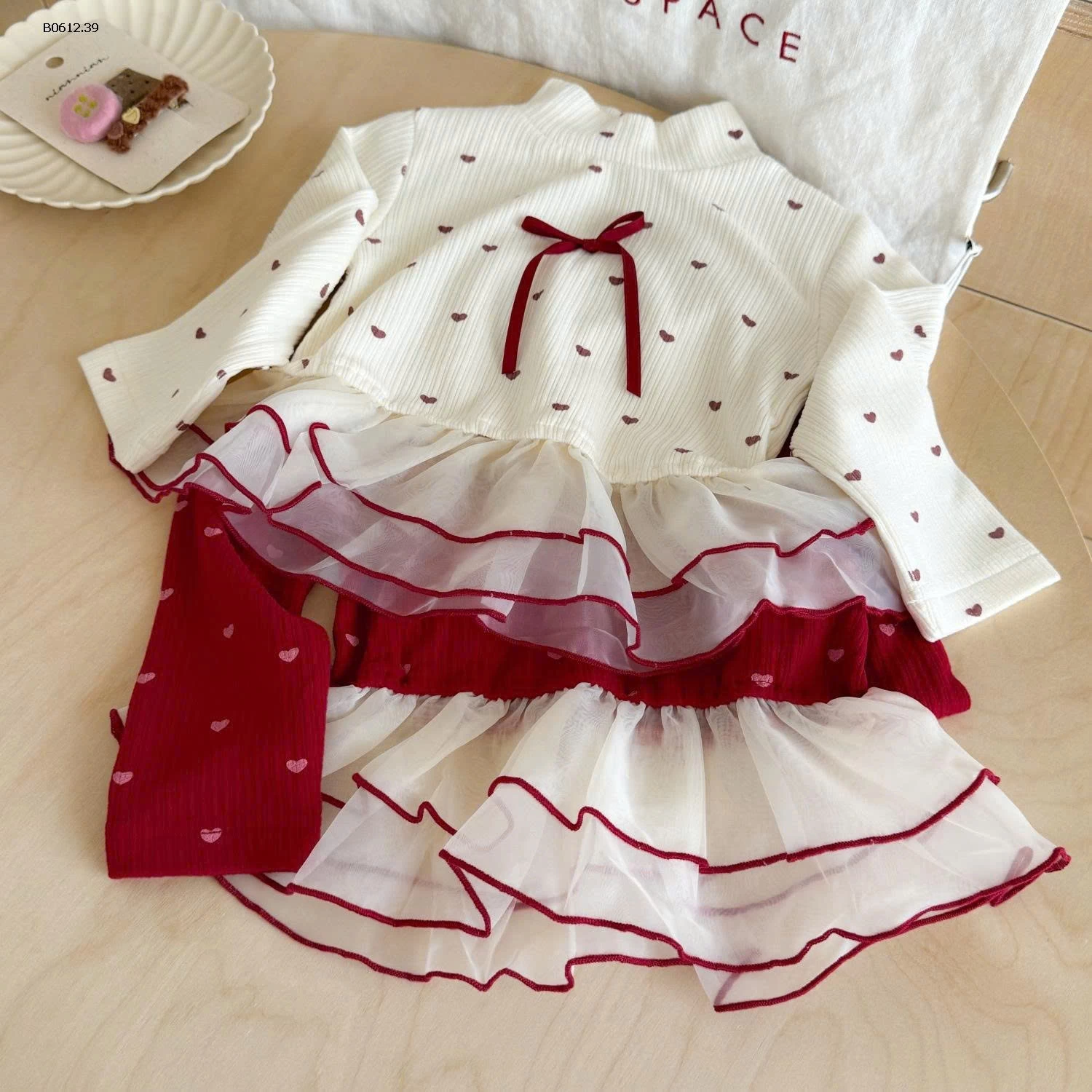 ÁO TRÁI TIM PHỐI VOAN BÈO CHO BÉ  -sỉ 141k