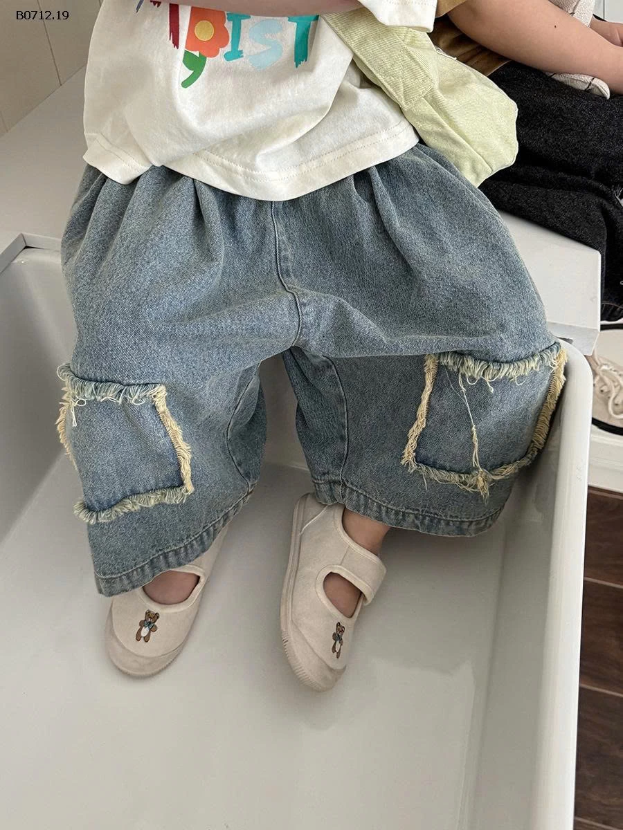 JEANS LỠ ỐNG RỘNG VÁ GỐI-sỉ 198k