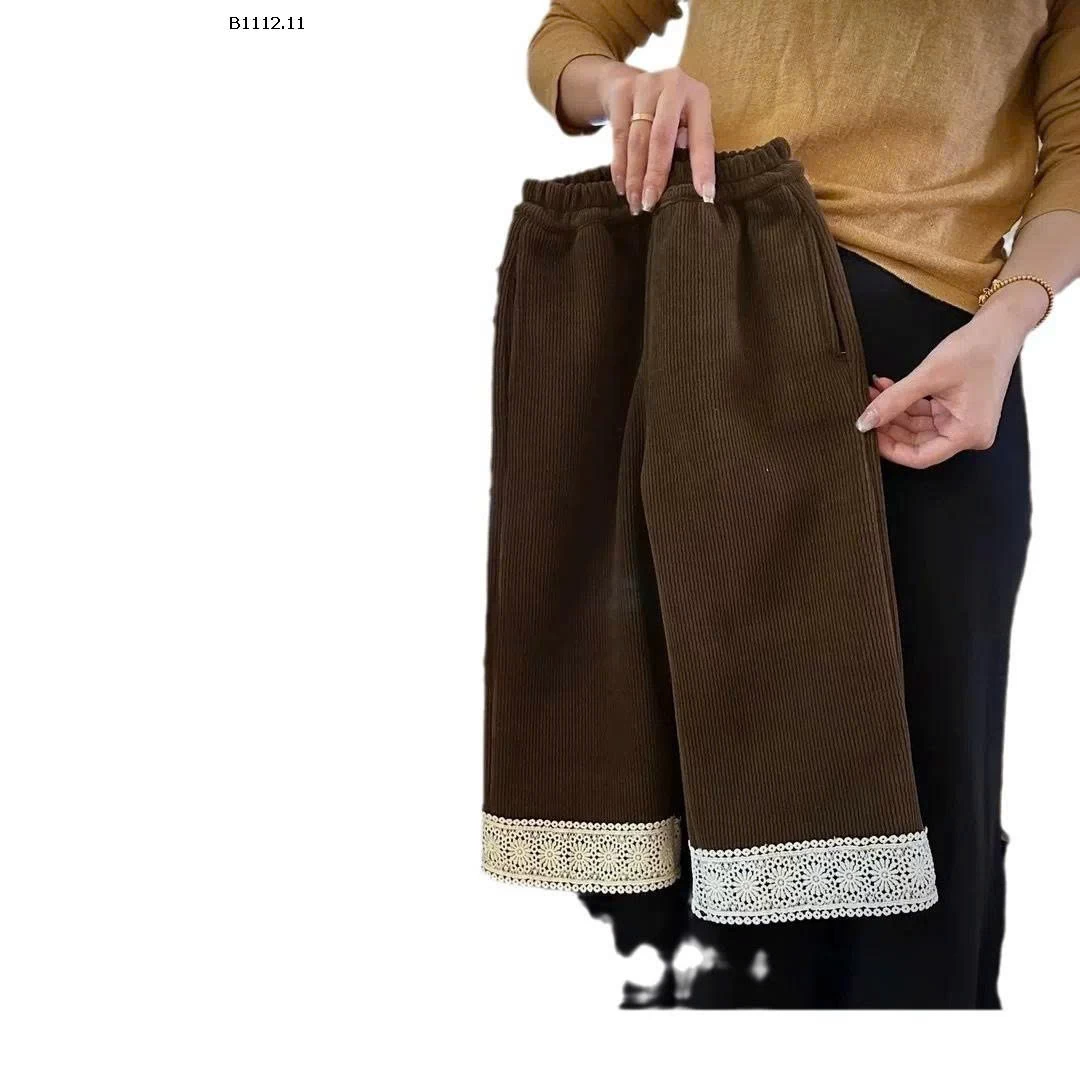 Quần xuông tăm lót nỉ phối gấu ren cho bé gái-sỉ 145k