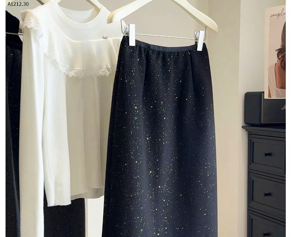 Chân váy len đính sequin-sỉ 235k