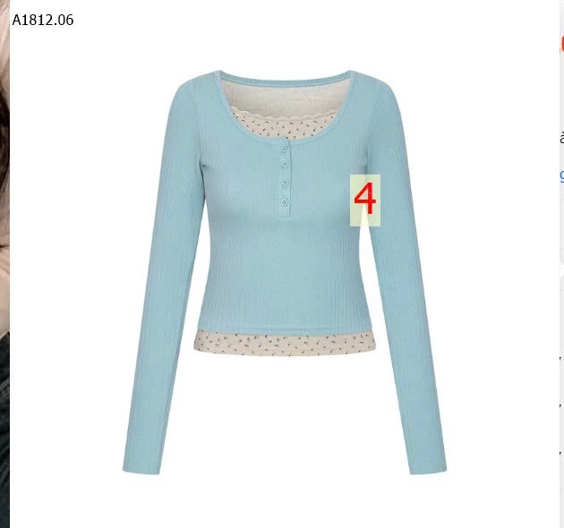 Áo thun dài tay hai mảnh cổ chữ U H822  - sỉ giá 137k