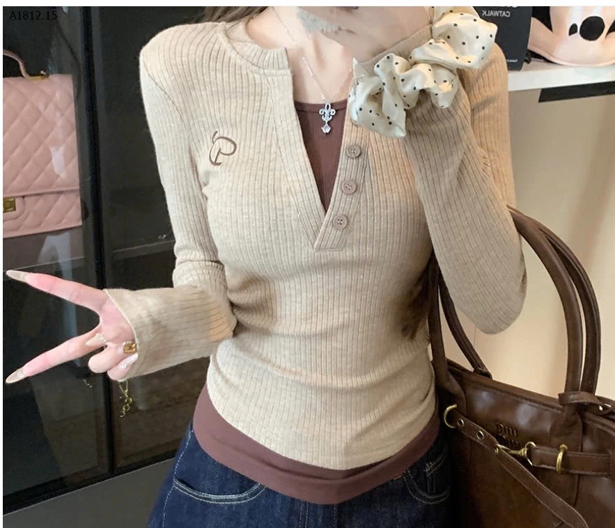 Áo thun crop top dài tay kiểu Mỹ- sỉ giá 197k