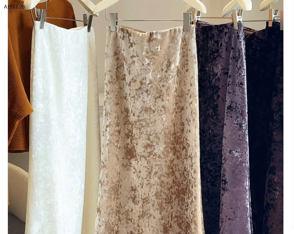 Chân váy midi dáng đuôi cá họa tiết hình thoi, lót lông cừu và dày dặn nhà ANNA-Giá sỉ 190k