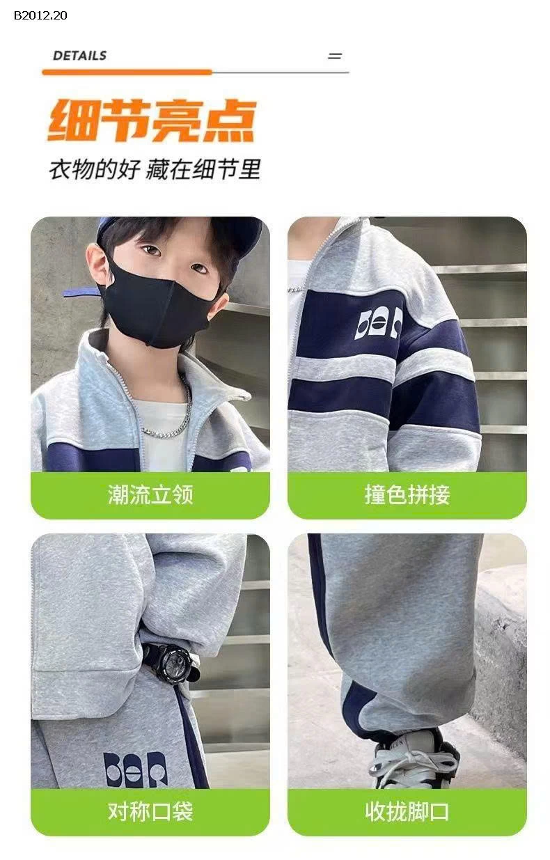 BỘ NỈ THỂ THAO BÉ TRAI SIZE ĐẠI HOT HIT - sỉ 172k