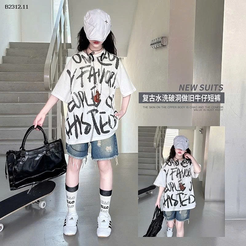 ÁO PHÔNG CHỮ & JEAN RÁCH SZ ĐẠI-Giá sỉ  áo : 175k quần :159k cả sét : 315k