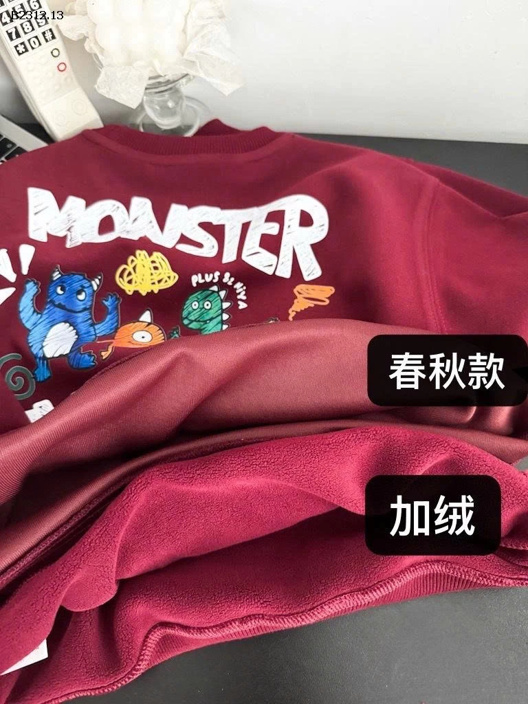 Áo nỉ lót lông cừu cho trẻ em, áo dài tay ấm áp và thời trang kiểu Hàn Quốc-Giá sỉ  loại thường 155k loại lót nhung 175k