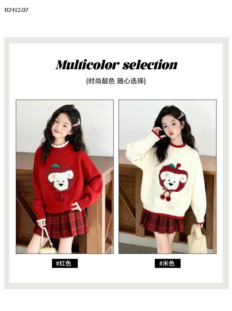 Áo len dày dặn cho bé gái, thích hợp cho mùa thu đông- Giá sỉ 290k