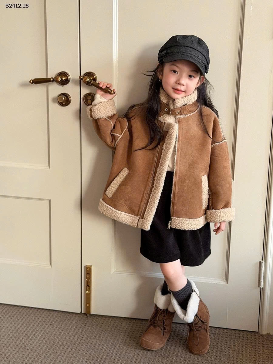 Áo khoác da lộn ấm áp kiểu Hàn Quốc dành cho bé gái hiệu AMBB -Giá sỉ  sz 90-150: 305k sz 160: 330k sz 170: 362k