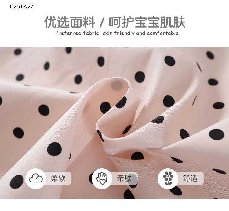 Đầm không tay đầm chấm bi nơ cho bé gái nhà PREMIUM ICON-Giá sỉ 147k