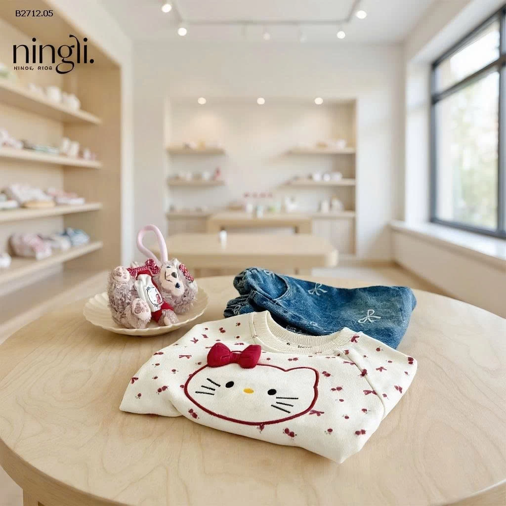  ÁO NỈ BABYDOLL CÚN BÔNG BG -Giá sỉ 84k