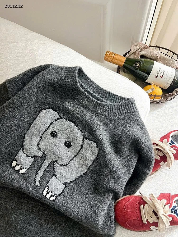 ÁO LEN AMBB HỌA TIẾT CON VOI-Giá sỉ  SZ 90-150 : 167k SZ 160 : 182k