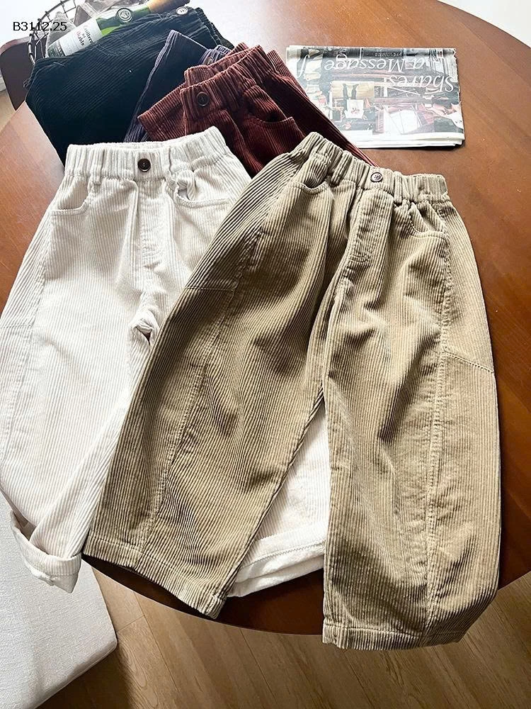 Quần dài vải nhung kẻ thoải mái bằng chất liệu cotton 100%  nhà  Elmo Baby Kids AMBB-Giá sỉ  sz 90-150 : 205k Sz 160 : 220k Sz 170 : 238k