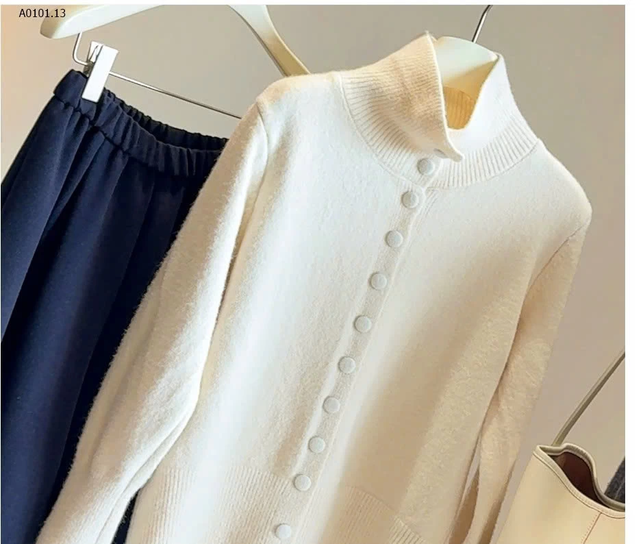 ÁO LEN NHIỀU CÚC CAO CỔ  ANNA- sỉ 215k