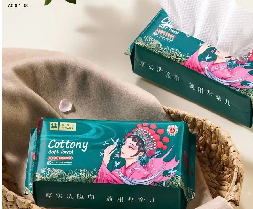 KHĂN MẶT KHÔ COTTON HÃNG MINAIER- sỉ 180k/set 2 bịch