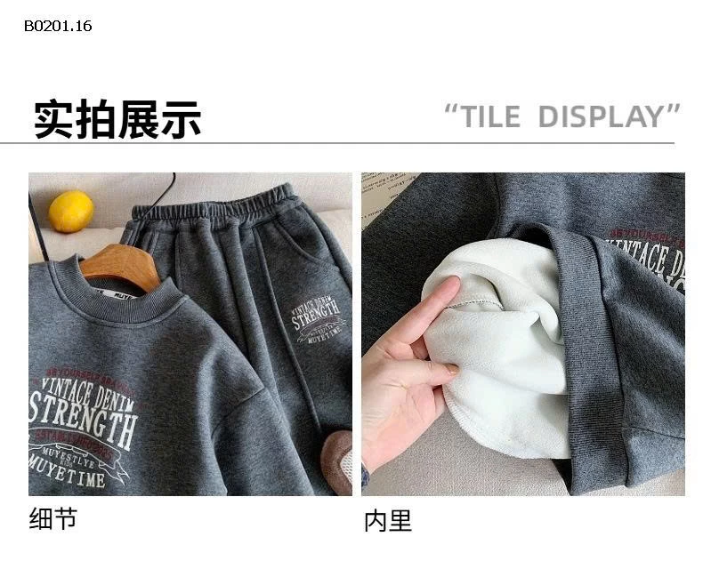 BỘ NỈ XÁM IN CHỮ MUYE BT - sỉ 265k