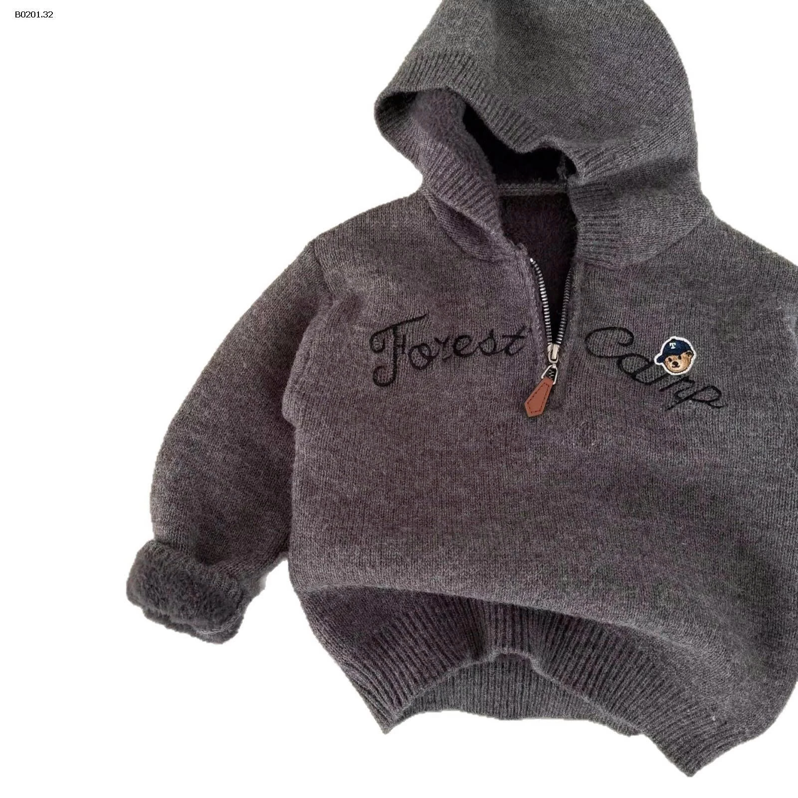 ÁO HOODIE LEN KHÓA CỔ LÓT LÔNG  - sỉ 193k