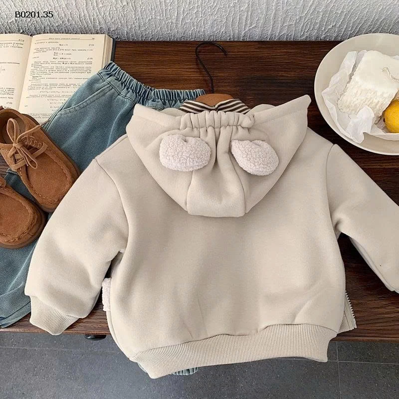 ÁO KHOÁC NỈ LÓT LÔNG CỪU LIỀN MŨ-Giá sỉ 258k