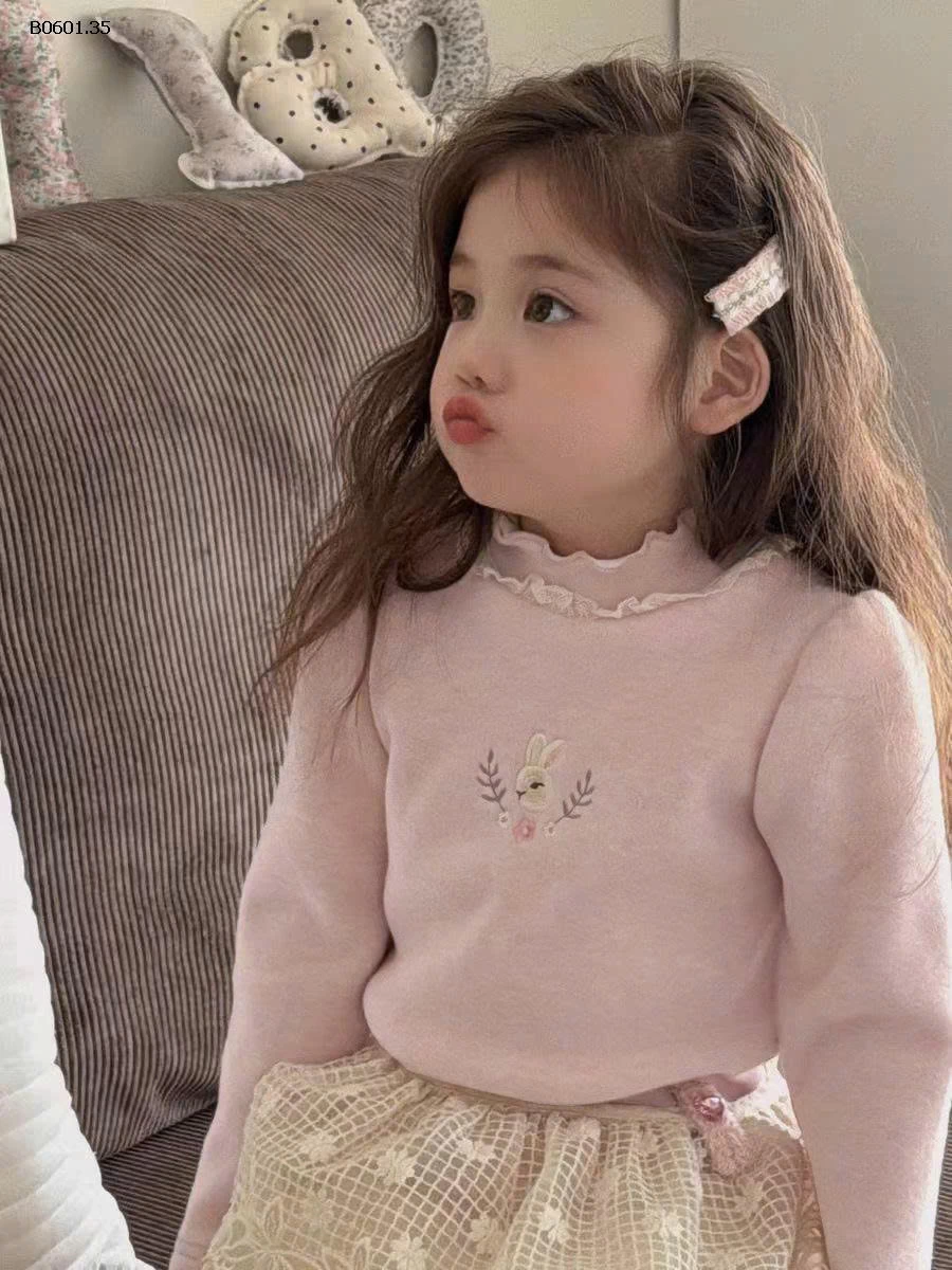 ÁO CHO BÉ GÁI THÊU THỎ HOA SIÊU CƯNG -Giá sỉ 82K