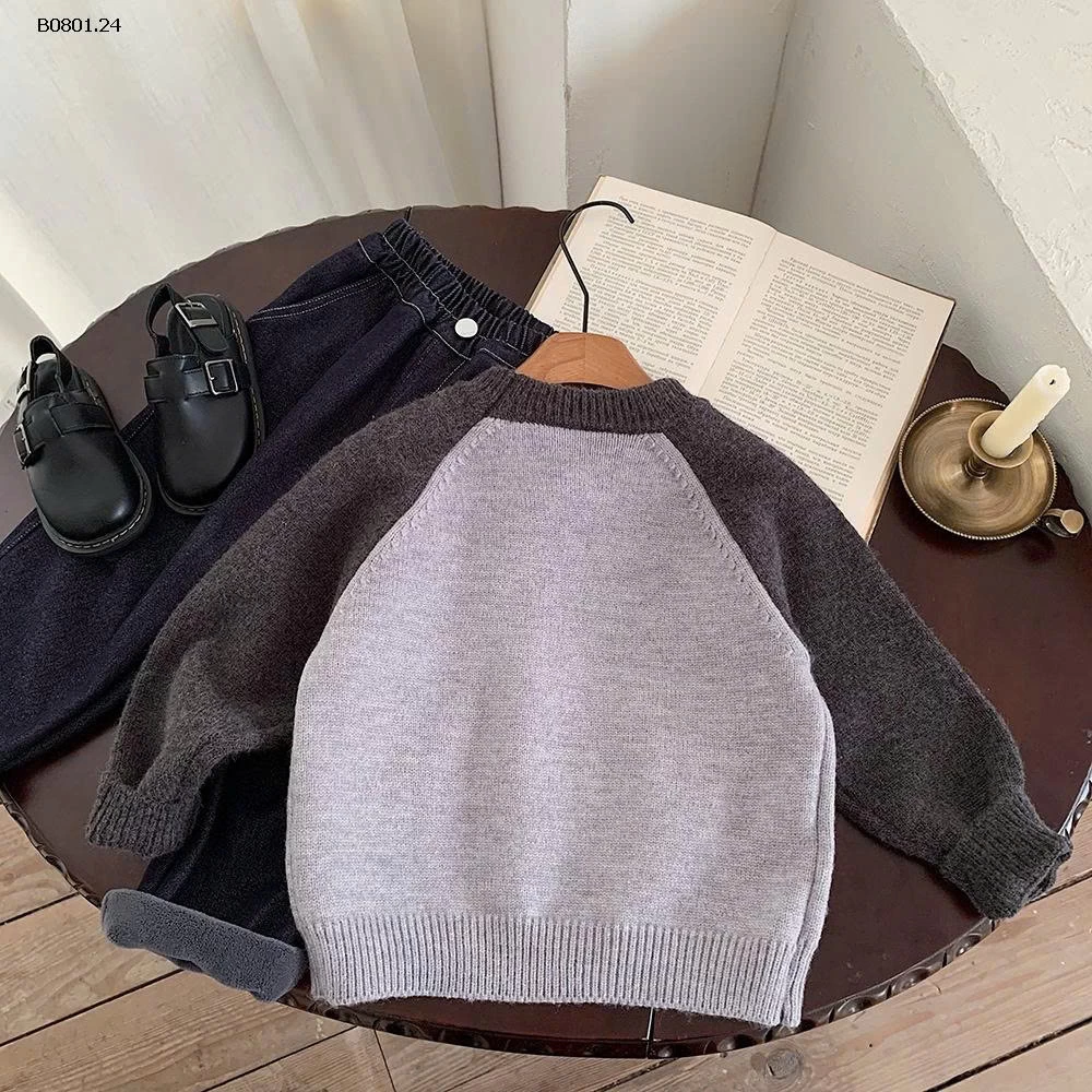 ÁO LEN HOẠT HÌNH PHỐI MÀU  Muye-Giá sỉ 196k