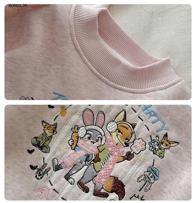 ÁO NỈ LÓT LÔNG HỌA TIẾT ĐỘNG VẬT BG-Giá sỉ 201k