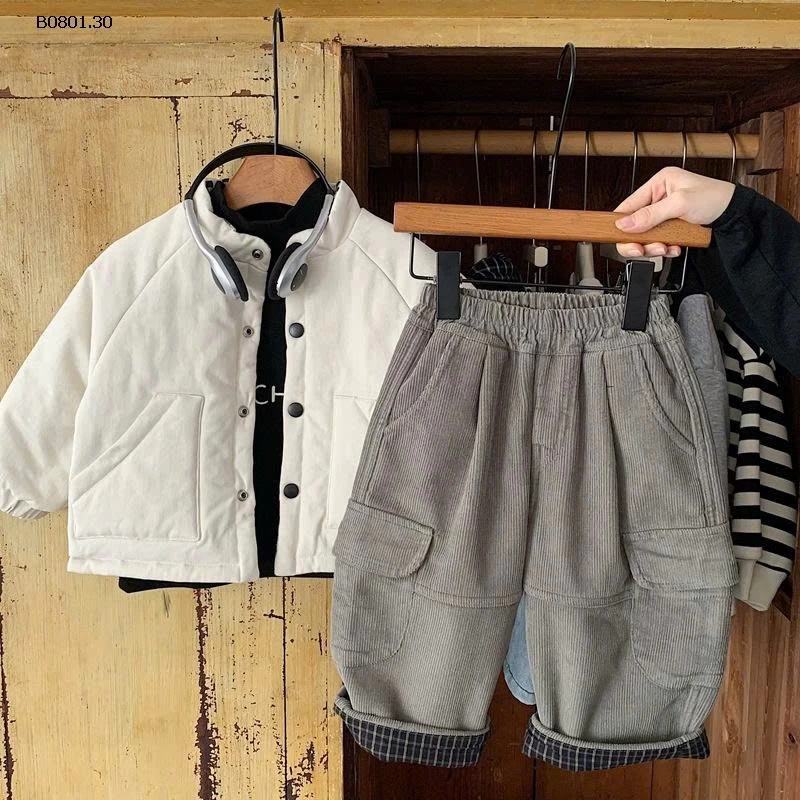 Quần nhung kẻ cho bé trai, trang phục mùa đông - sỉ giá 225k