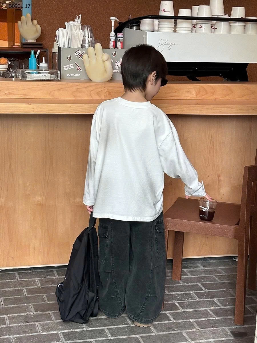 ÁO THUN DÀI TAY AMBB CHO BÉ -sỉ Sz 90-150 : 124k                 Sz 160 : 133k                 Sz 170 : 142k