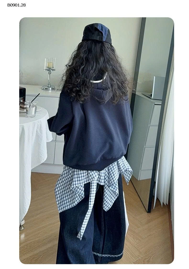 Áo nỉ có mũ kiểu Hàn Quốc dành cho BG mùa thu và xuân 2025 - Giá sỉ  Áo khoác nỉ : 250k Quần jeans : 244k