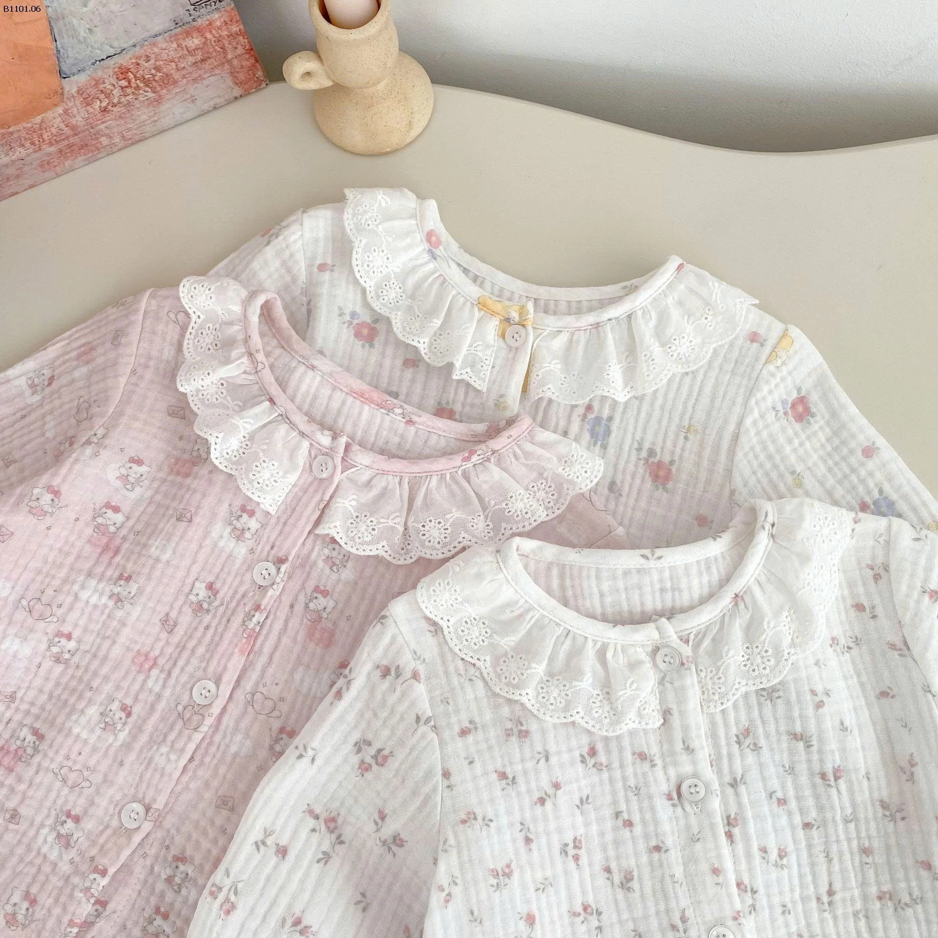 Bộ đồ ngủ bé gái kiểu dáng mới mùa thu 2025, chất liệu cotton hai lớp- giá sỉ 173k