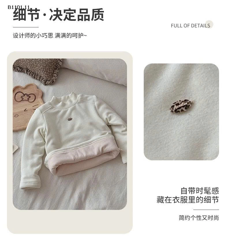 Áo cổ cao cho bé gái, kiểu dáng mới năm 2025, áo chần bông dày tay dài - giá sỉ 190k