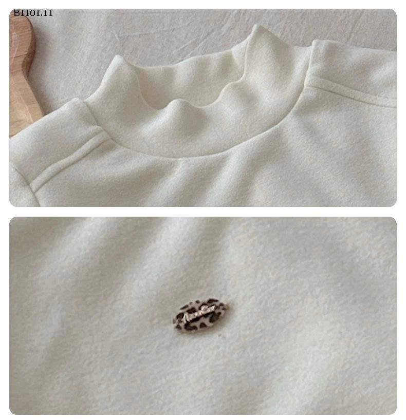 Áo cổ cao cho bé gái, kiểu dáng mới năm 2025, áo chần bông dày tay dài - giá sỉ 190k