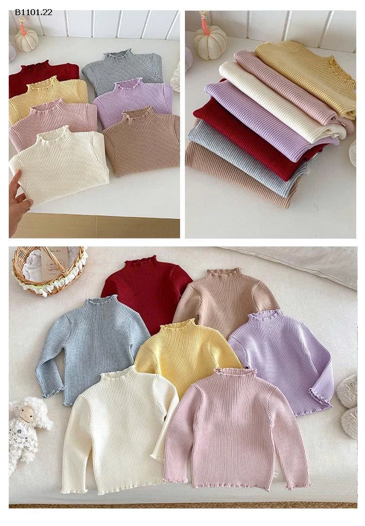 Áo len dày màu trơn cho bé gái - giá sỉ 126k