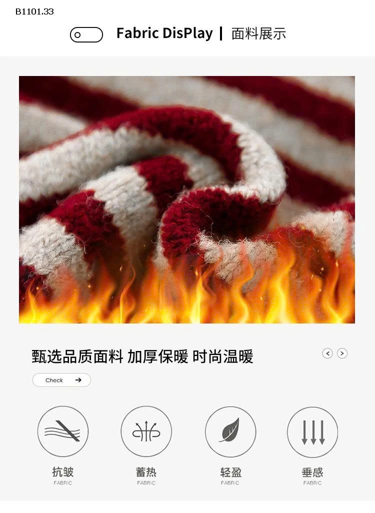 Bộ áo len kẻ sọc ba món cho bé gái, phong cách thu đông-Giá sỉ 399k