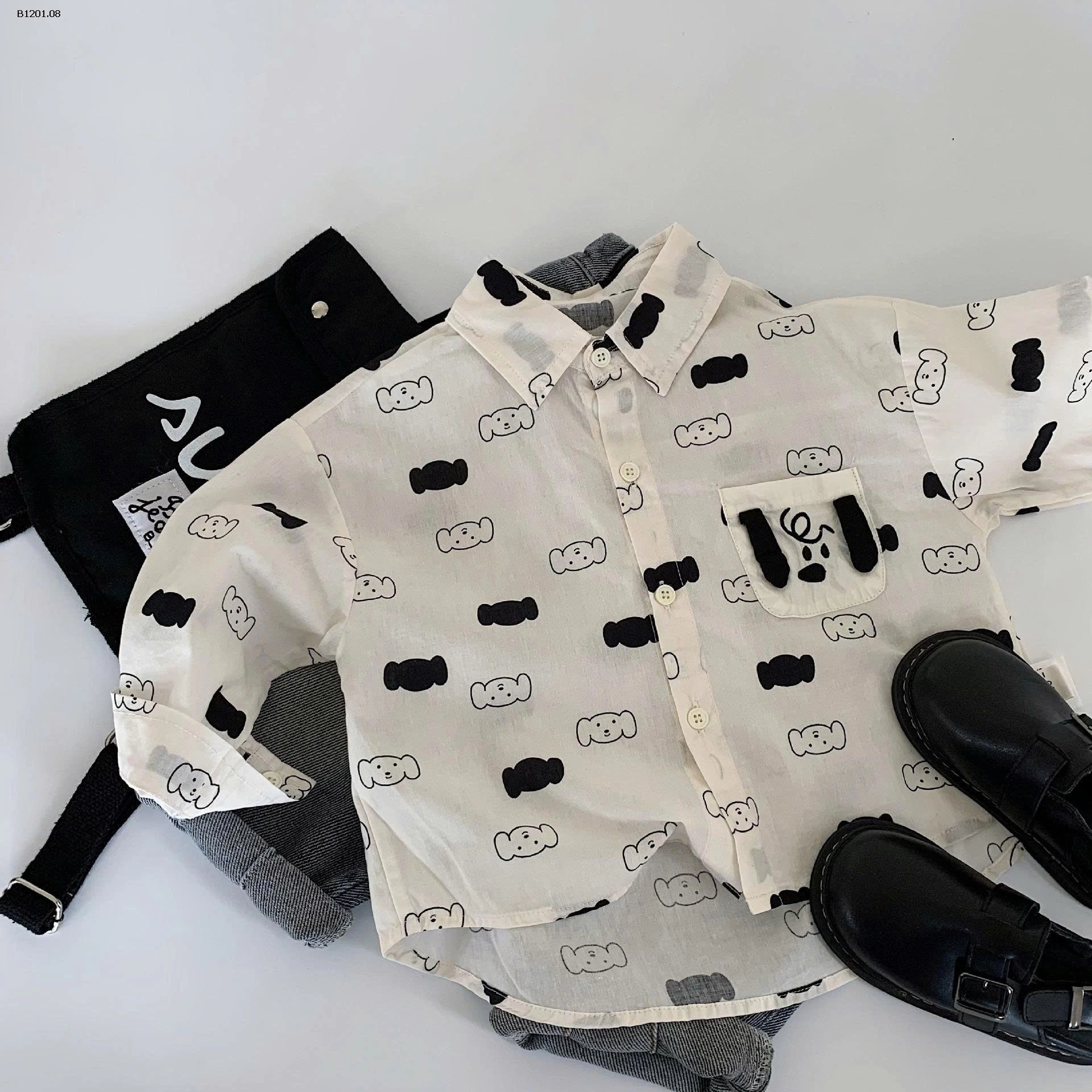 SƠ MI DÀI TAY IN HÌNH BT-Giá sỉ 156k