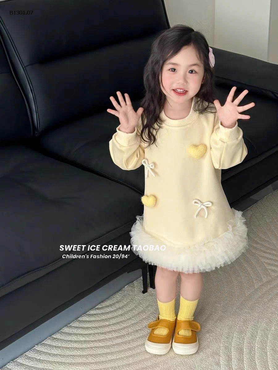 Đầm nỉ Lemon Lót lông cừu cho bé gái-Giá sỉ 189k