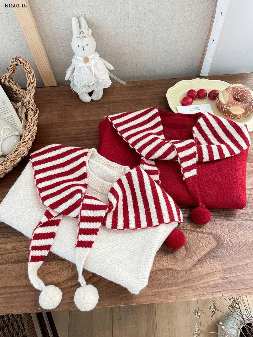 ÁO LEN KÈM KHĂN BÉ GÁI-Giá sỉ  sz 90-150 : 157k sz 160-170 : 175k