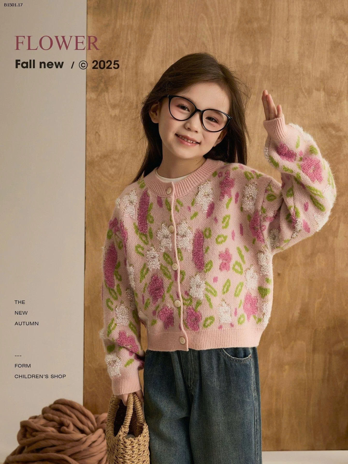 Áo khoác cardigan dệt kim cho bé gái-Giá sỉ 195k