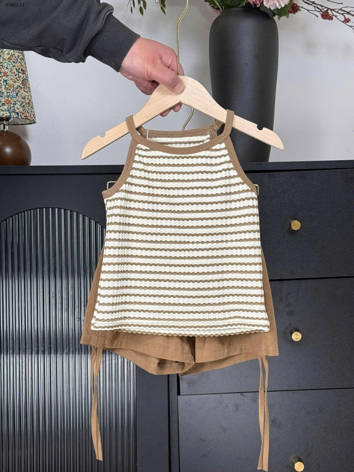 SET ÁO KẺ CỔ YẾM MIX QUẦN SHORT BG- SỈ 162K