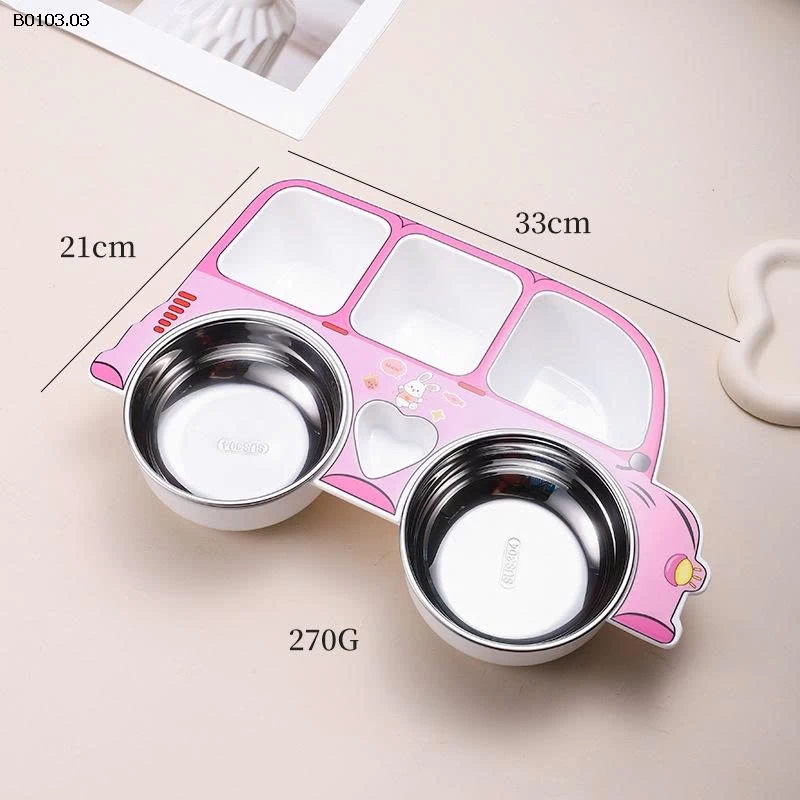 KHAY ĂN CHO BÉ HÌNH XE KÈM THÌA DĨA - sỉ 115k