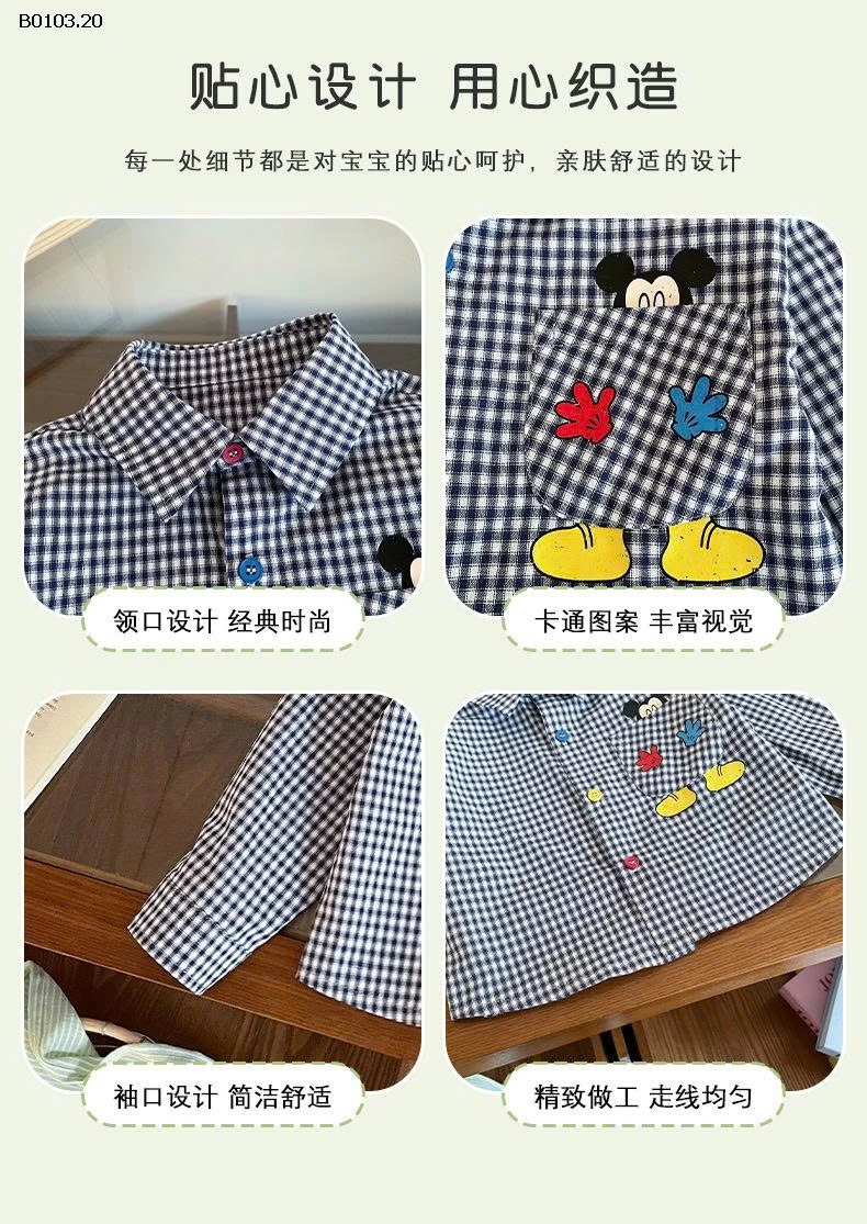 ÁO SƠ MI MICKEY KẺ CARO BT - sỉ 149k