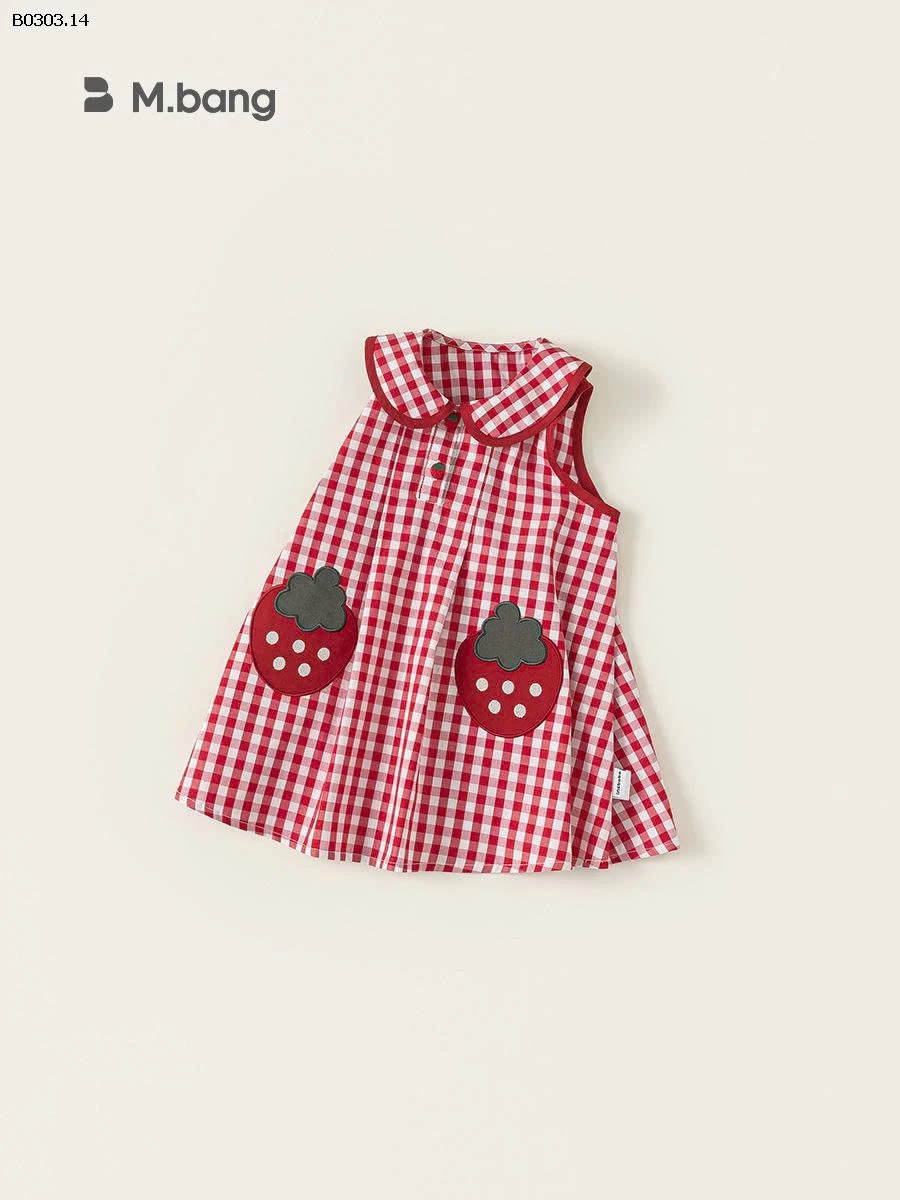 VÁY SÁT NÁCH KẺ CARO HÌNH DÂU TÂY CHO BG- sỉ 232k