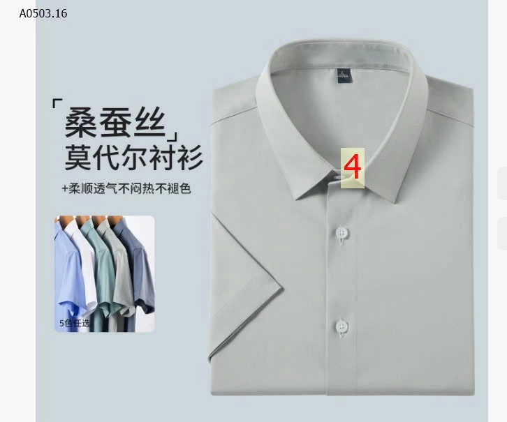 SƠ MI NAM CỘC TAY TƠ TẰM sỉ 215k