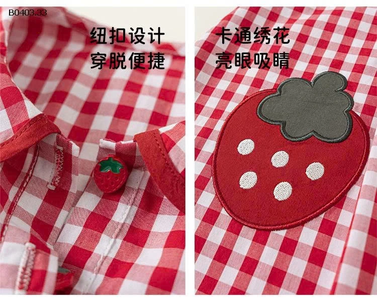 VÁY SÁT NÁCH KẺ CARO HÌNH DÂU TÂY CHO BG- sỉ 225k